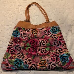 Colorful Embroidered Tote Bag